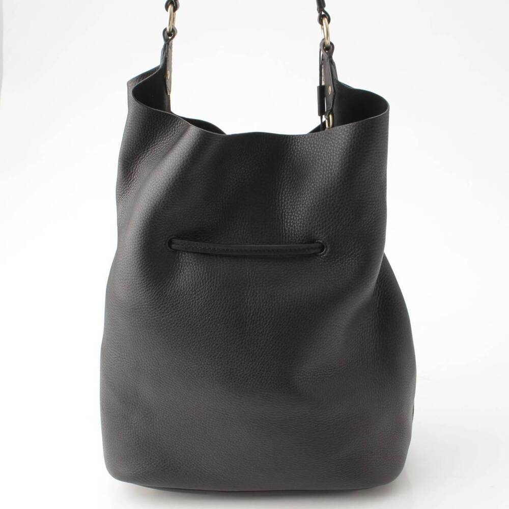 BurberryBurberry ASHBY Drawstring Shoulder Bag Leather Handbag Black - Picture 4 of 6